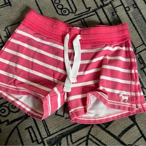 Mini Boden pink and white cotton shorts drawstring with stripes
